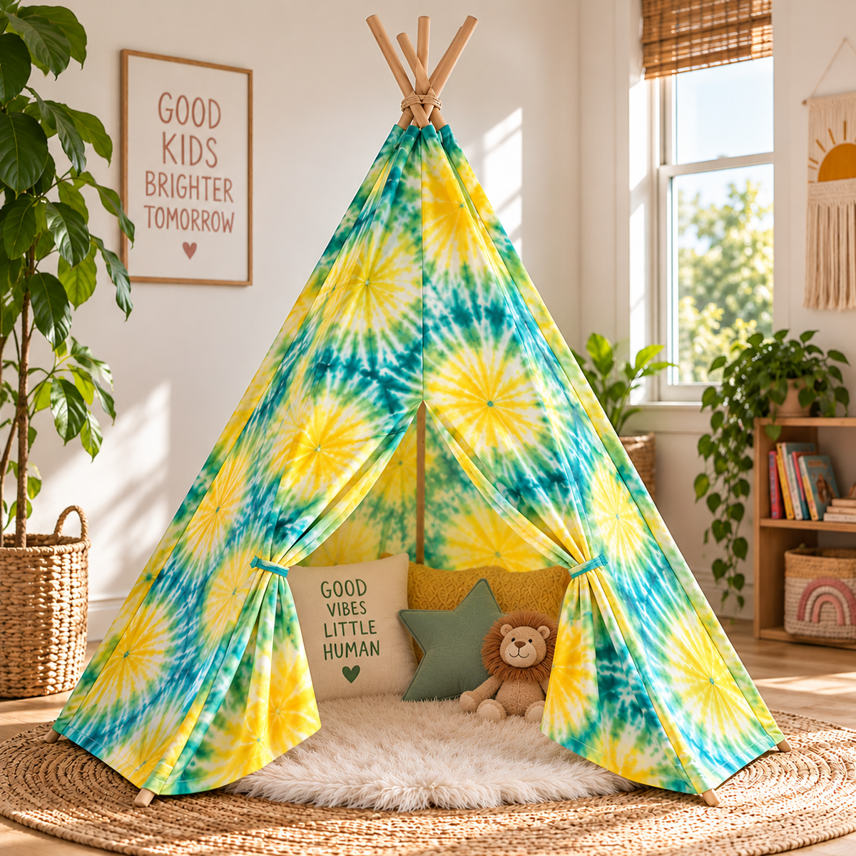 Yellow/Green Hand-Dyed Kids' Teepee
